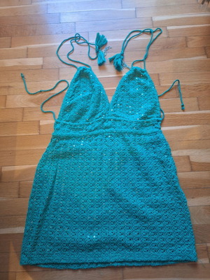 Top Piece Backless Knitted Dress with Sequins like new, green, size S