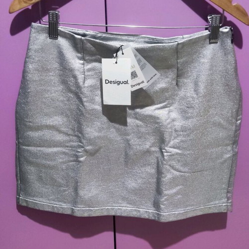 Desigual mini skirt silver new, size M