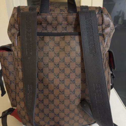 Sprayground DLXV Monte Carlo Skull Check Backpack like new, brown