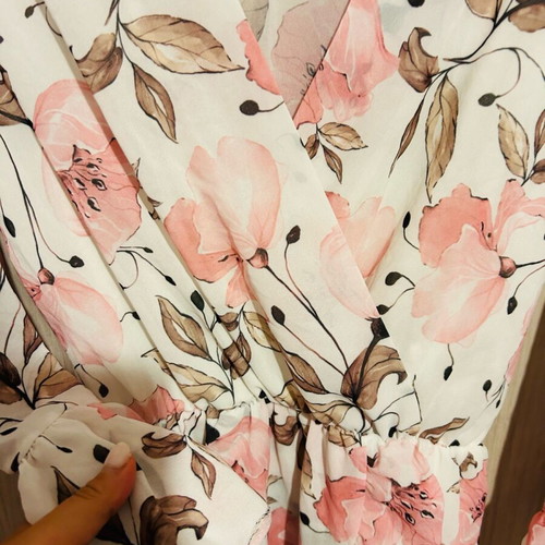 Summer dress short white with pink flowers like new