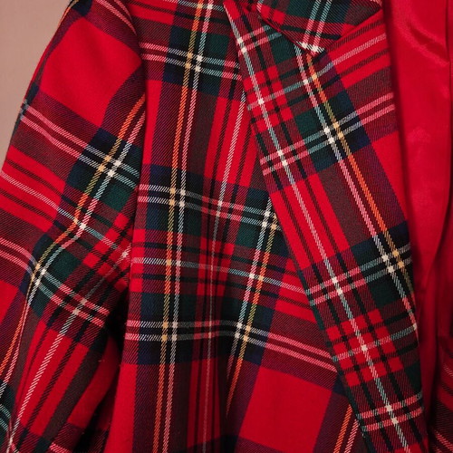 Lorna Bose tartan plaid jacket, red, wool blend