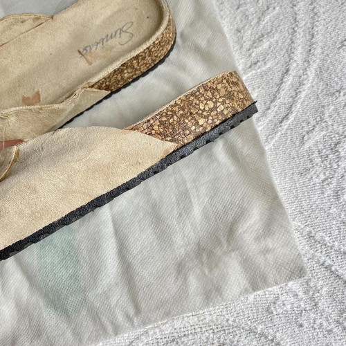 Slides women's beige with small platform, worn once, size 37