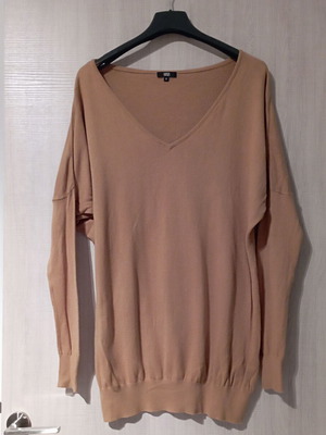 Long sweater used, beige and brown, size S
