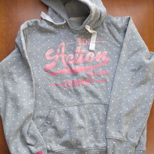 Body Action hoodie used, gray with pink, size XL