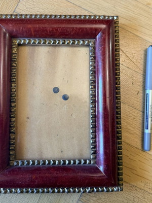 Vintage photo frame used, burgundy with gold details
