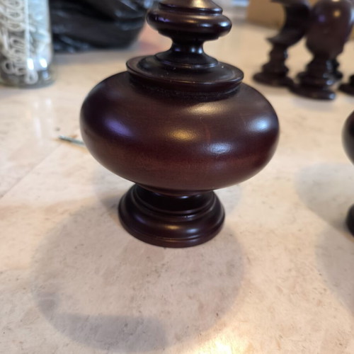 French antique wooden curtain rod caps, like new, set of 2