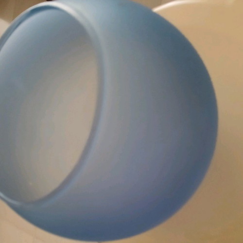 Matte colored glass sphere vase like new, sea gray blue