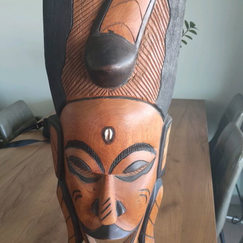 African mask like new, handmade wooden sculpture 70x25