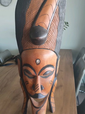 African mask like new, handmade wooden sculpture 70x25