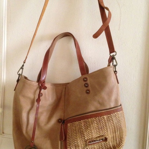 Dudlin Firenze Italy crossbody bag used, beige and brown