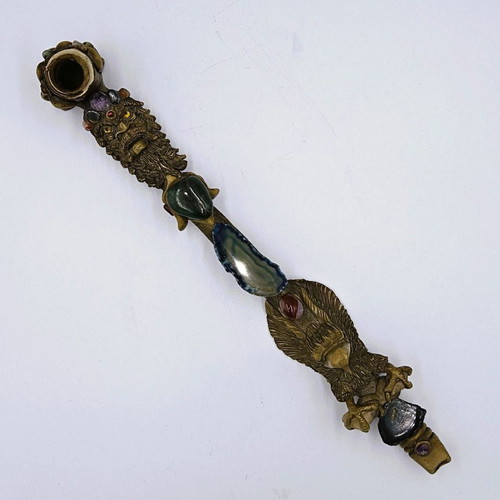 Handmade pipe with semi-precious stones used