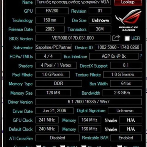 Sapphire ATI Radeon 9200 SE 128MB DDR AGP graphics card like new