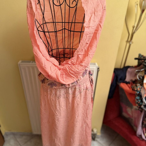 Ροζ Boho Maxi Φόρεμα σαν καινούργιο, αέρινο και θηλυκό