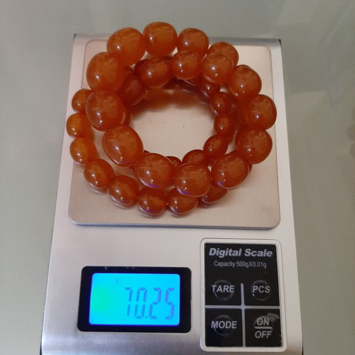 Necklace from authentic old Baltic cognac amber used, 70.25 g