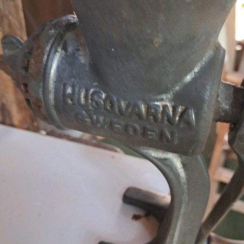 Meat grinder used, very old, HUSDVARNA, iron