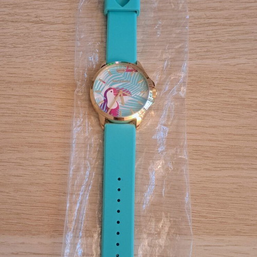 Juicy Couture watch new, gold stainless steel with turquoise silicone strap