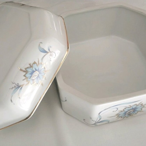 Limoges porcelain vintage fondue bowl with 24K gold finish like new
