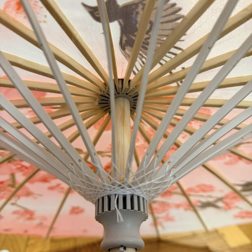 Chinese Pink Umbrella New With Almond Blossom And Bird Pattern