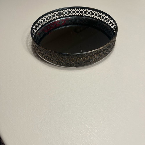 Candle holder like new, metal with mirror 19 cm diameter