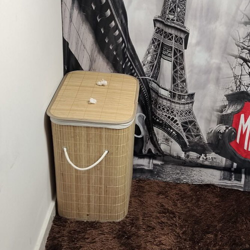 Laundry basket bamboo 42x32x50 cm naturel