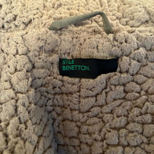 Benetton Teen Jacket Size 48 Green With Fur and Hood Like New