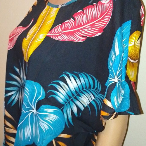 Boho black top with waist belt new, viscose, XXL, length 69cm, chest 143cm