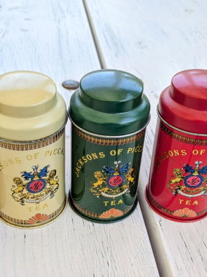 Σετ 5 vintage μεταλλικά κουτιά τσαγιού Jacksons of Piccadilly