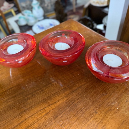 Costa Boda candlesticks new, set of 6 black and orange