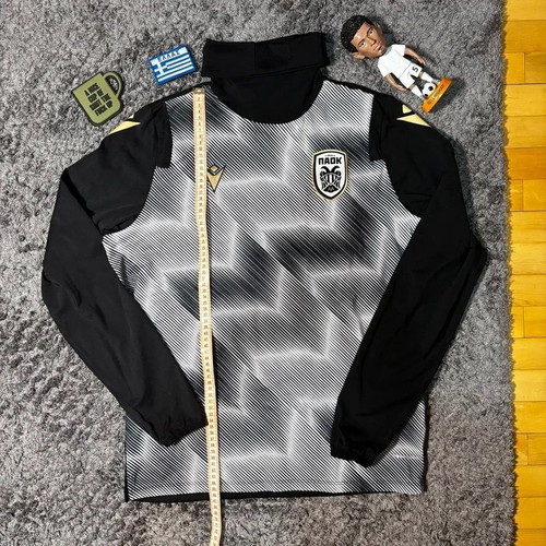 PAOK FC training shirt, black and white, size S, Macron