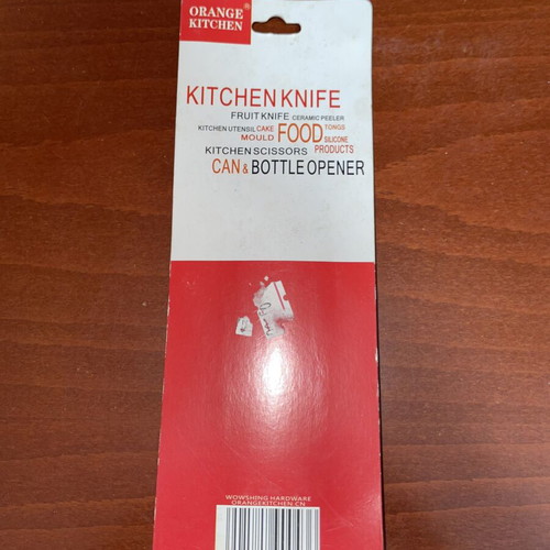 Orange Kitchen bottle opener with wooden handle