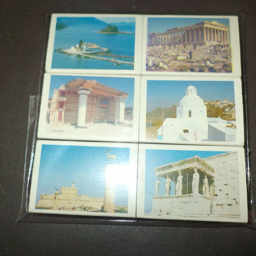 Set of 6 full matchboxes with Greek landmarks