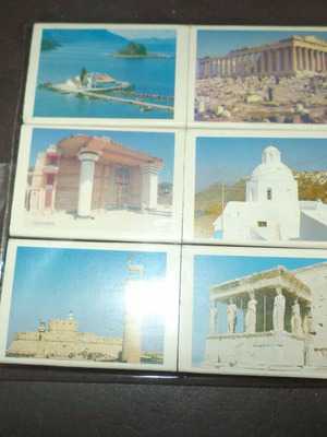 Set of 6 full matchboxes with Greek landmarks