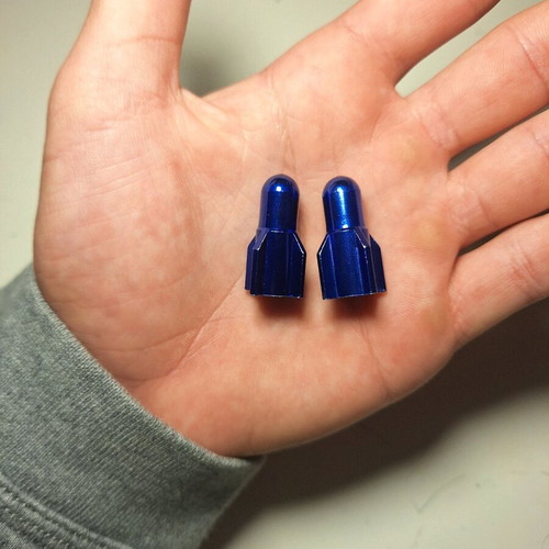 Blue rocket valve caps like new