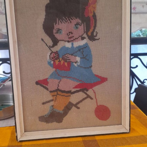Knitting girl doll, 40 cm height, 25 cm width