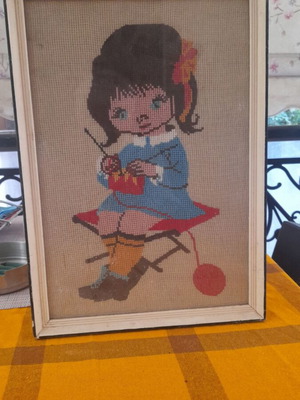 Knitting girl doll, 40 cm height, 25 cm width