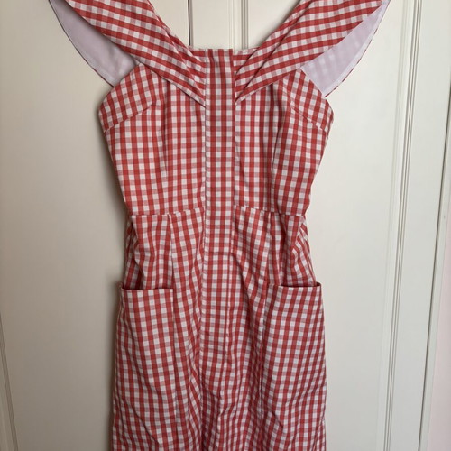 Plaid Dress like new, reversible with pockets, soft pink-salmon