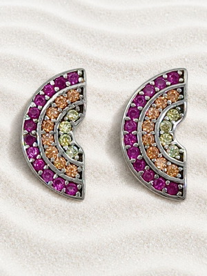 Handmade Gianniotika Earrings 925 Silver with Multicolor Zircon