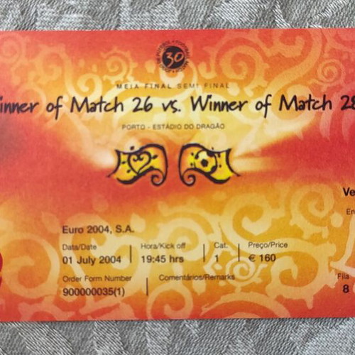 Euro 2004 Football Semi-Final Ticket Greece vs Czech Republic like new