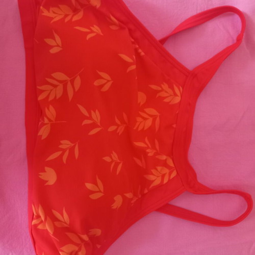 Bikini top red, bustier style, like new, size L