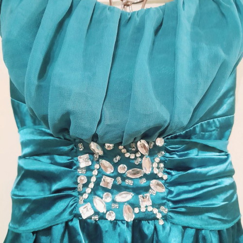 Be You Satin Strapless Cocktail Dress turquoise new, size M