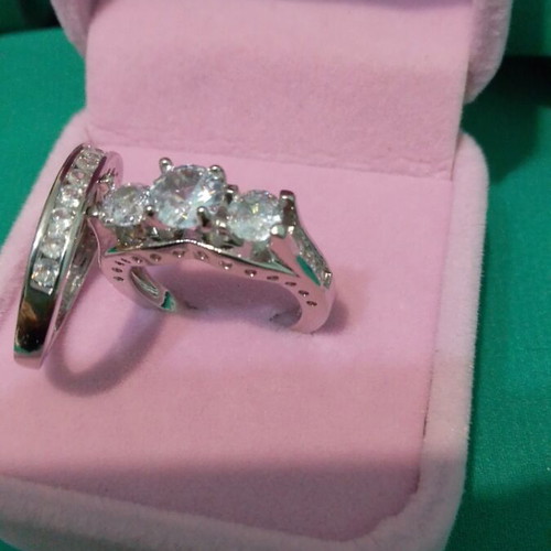 Silver-plated rings new, set of 2, size 6 or 16 with velvet box