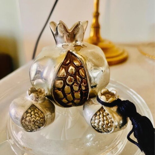 Decorative Pomegranate Set used, silver tone with gold details