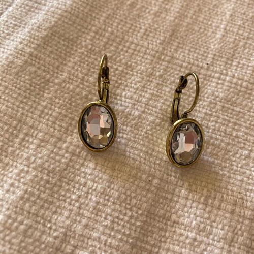 Earrings used gold color with white stone