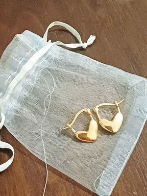 Heart hoop earrings, gold tone stainless steel