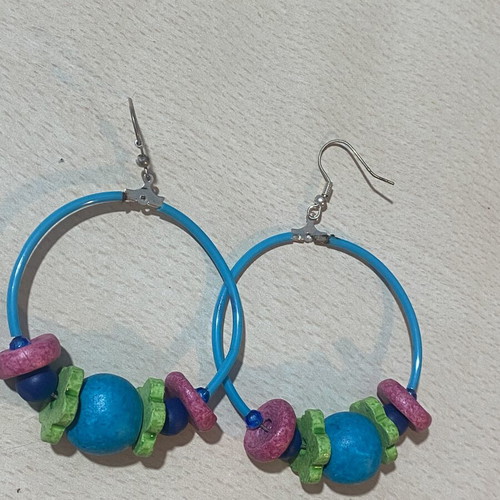 Hoop earrings new, blue and green summer colors