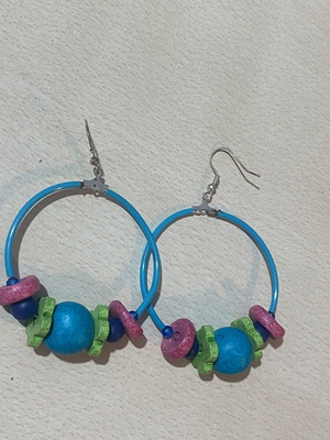 Hoop earrings new, blue and green summer colors