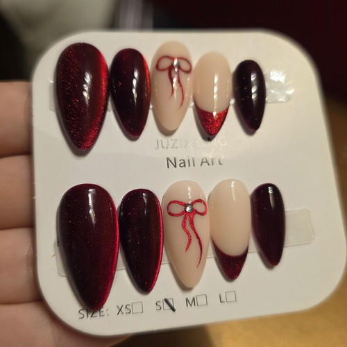 Press on nails handmade double layered acrylic cat eye