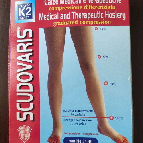Compression socks for varicose veins with open toes like new, mm Hg 34-40, size 2