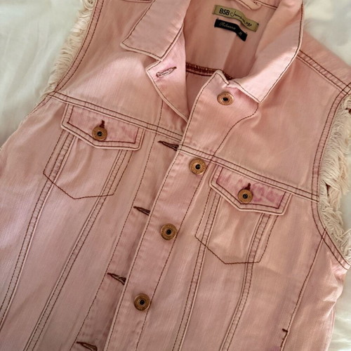 BSB pink denim vest used, size medium