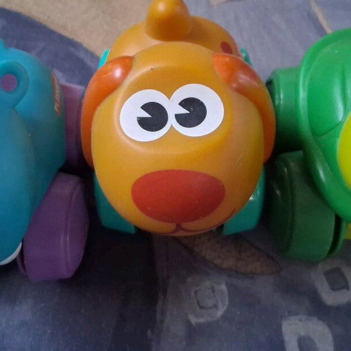 Playskool 3 rolling animal toys used, hippopotamus, dog, turtle